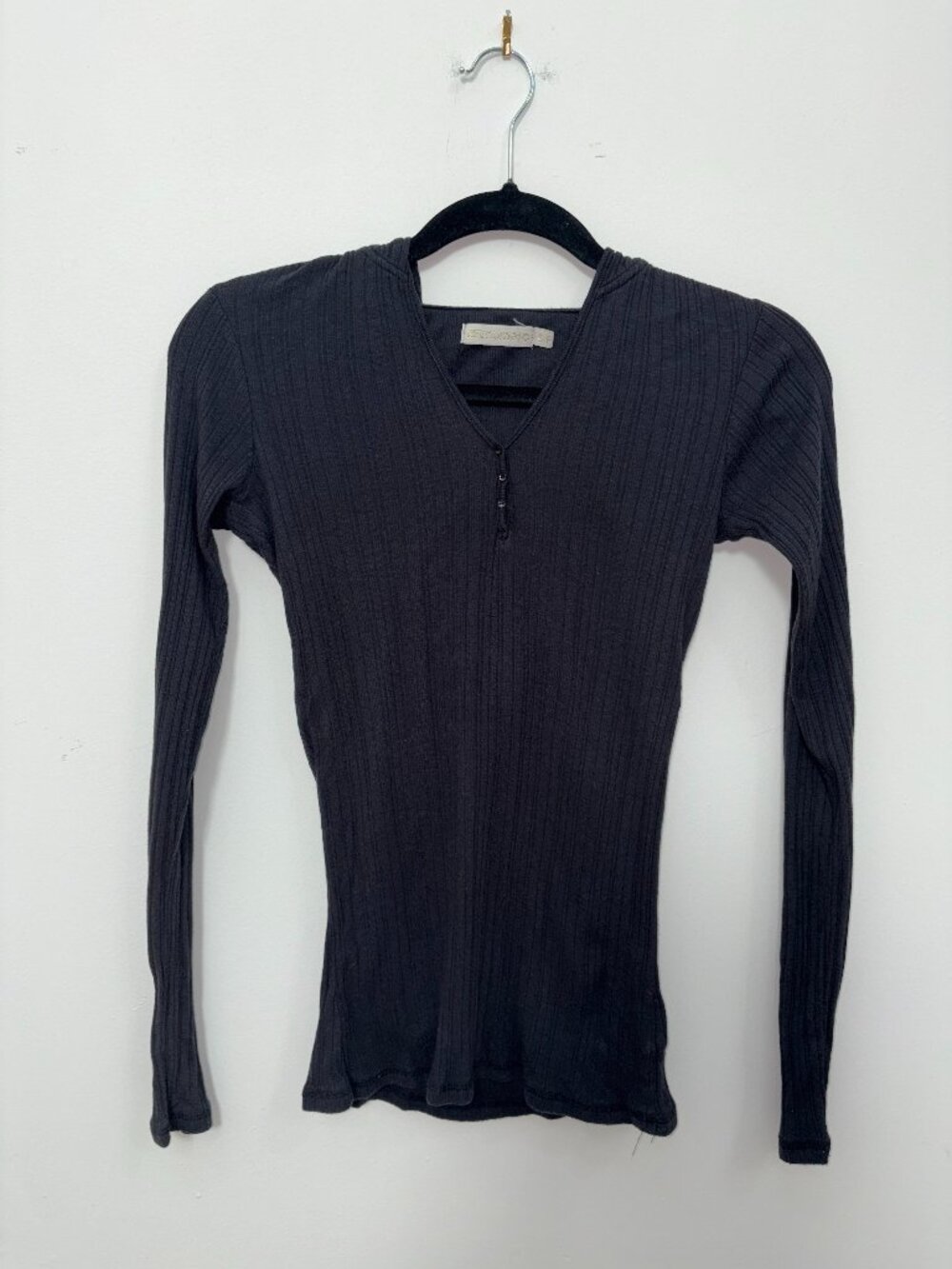 2000s Ribbed Hooded Long Sleeve